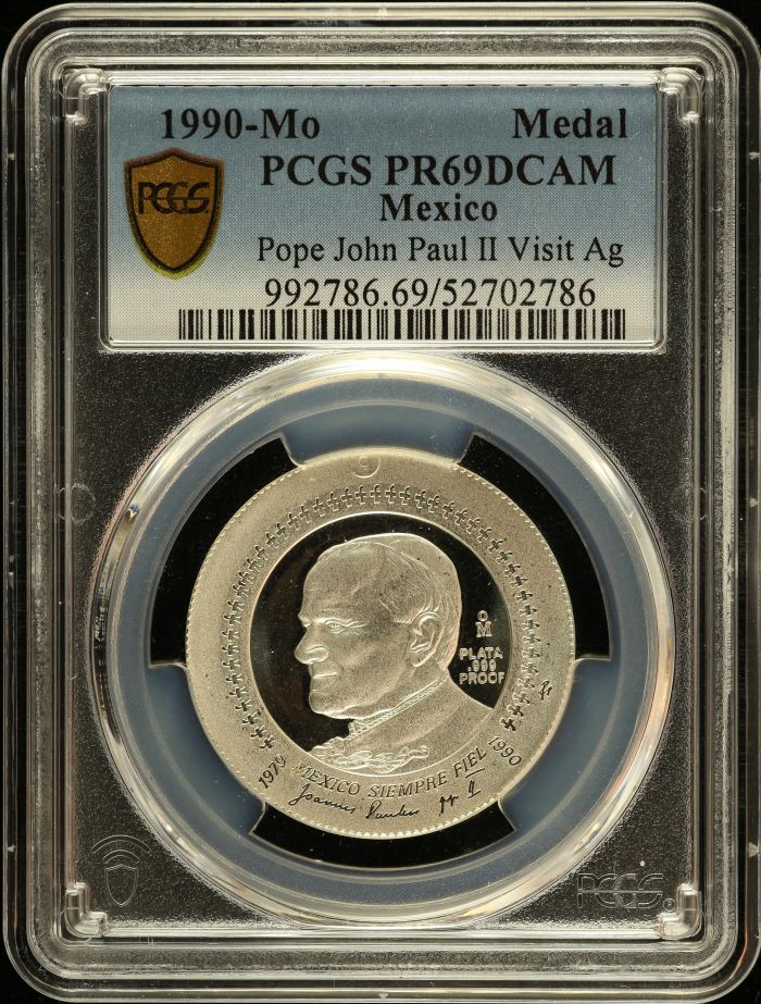 Medals & Tokens Pope John Paul II Visit Silver Medal 1990 Mo PCGS PR69DCAM 0150795Medals & Tokens Pope John Paul II Visit Silver Medal 1990 Mo PCGS PR69DCAM 0150795