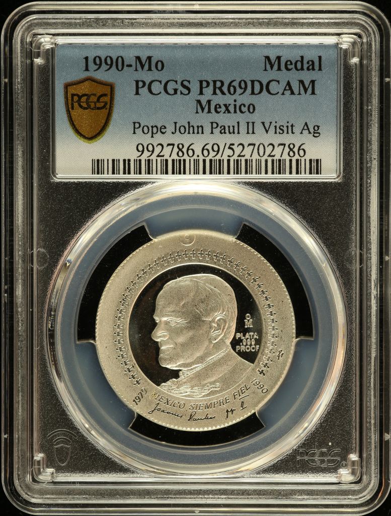 Medals & Tokens Pope John Paul II Visit Silver Medal 1990 Mo PCGS PR69DCAM 0150795