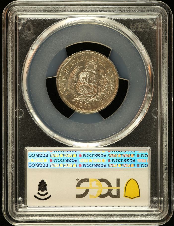 Peru 1/5 Sol 1866 YB PCGS MS62 0151205Peru 1/5 Sol 1866 YB PCGS MS62 0151205 - Image 2