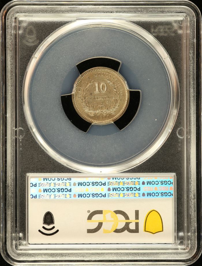 Uruguay 10 Centesimo 1877 A PCGS MS62 0151141Uruguay 10 Centesimo 1877 A PCGS MS62 0151141 - Image 2