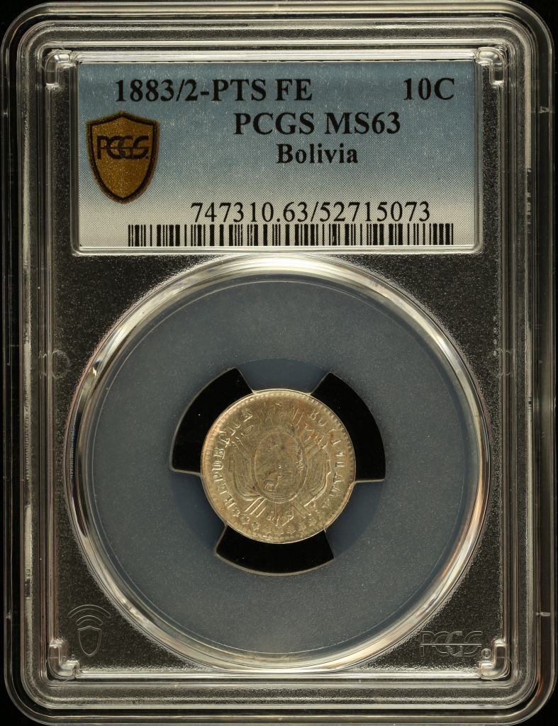 Bolivia 10 Centavo 1883/2 Pts FE PCGS MS63 0151048