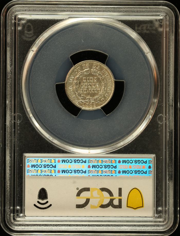 Bolivia 10 Centavo 1883/2 Pts FE PCGS MS63 0151048Bolivia 10 Centavo 1883/2 Pts FE PCGS MS63 0151048 - Image 2