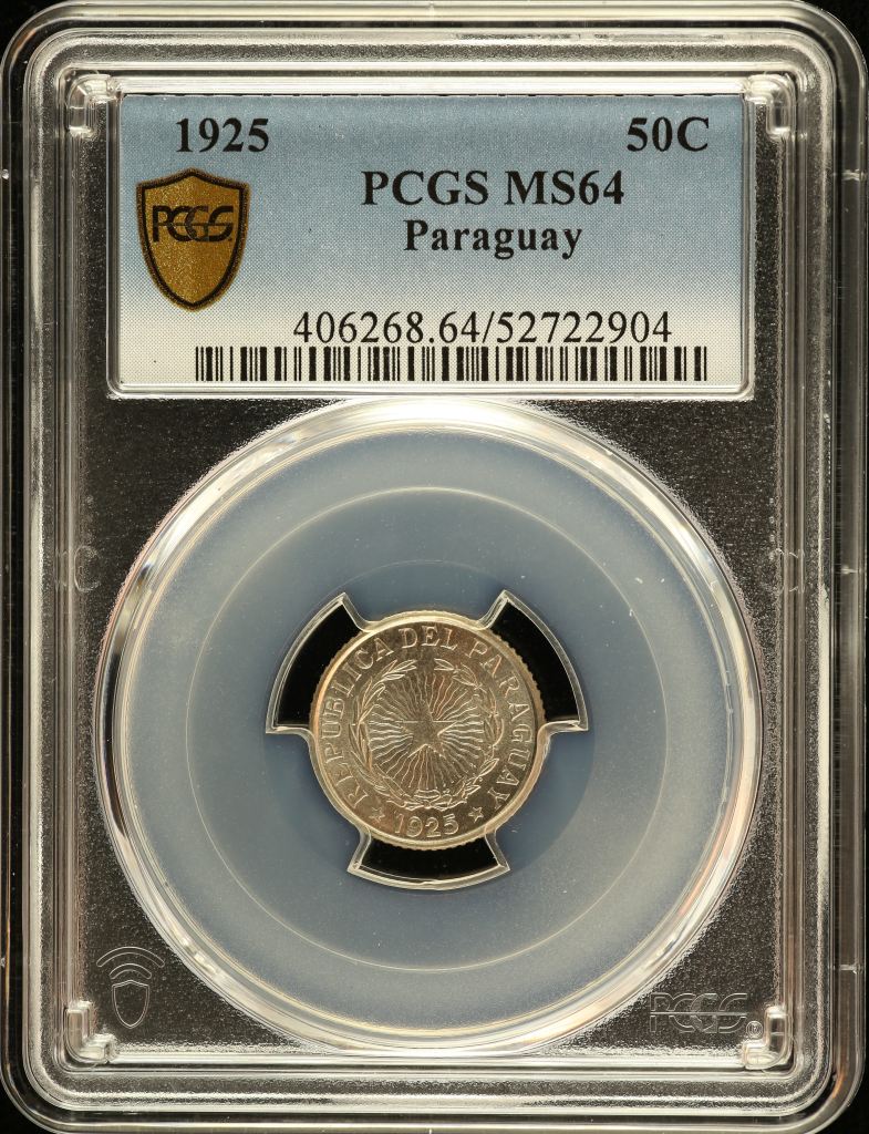 Paraguay 50 Centimos 1925 PCGS MS64 0151146