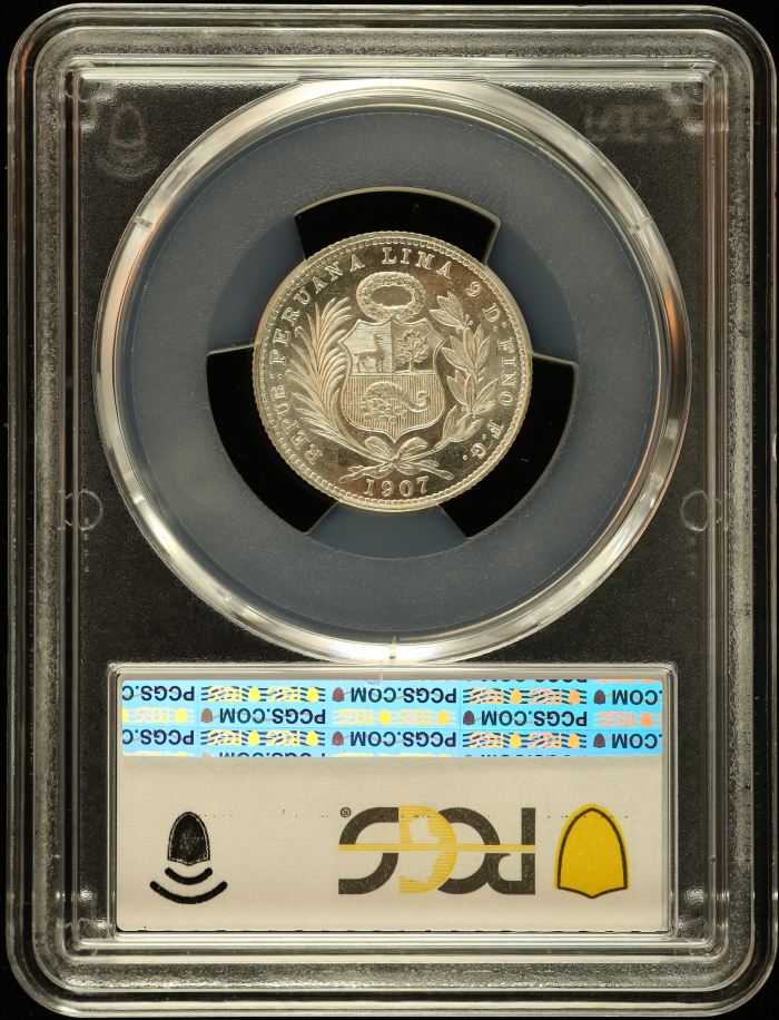 Peru 1/5 Sol 1907 FG PCGS MS63 0151212Peru 1/5 Sol 1907 FG PCGS MS63 0151212 - Image 2