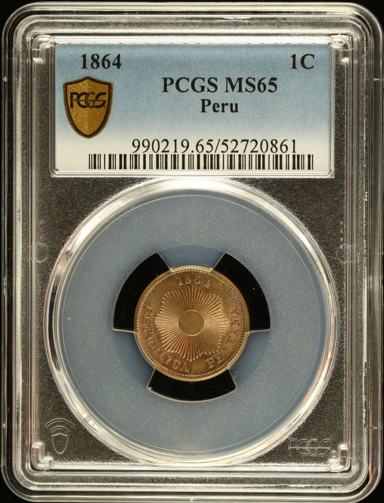 Peru Centavo 1864 PCGS MS65 0151053