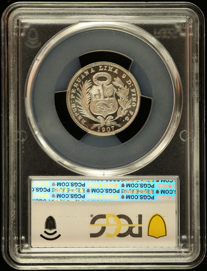 Peru 1/5 Sol 1907 FG PCGS MS66 0151213Peru 1/5 Sol 1907 FG PCGS MS66 0151213 - Image 2