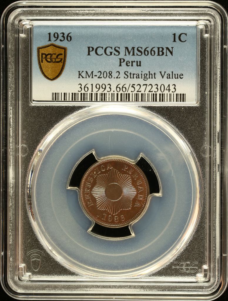 Peru Centavo 1936 KM-208.2 PCGS MS66BN 0151054