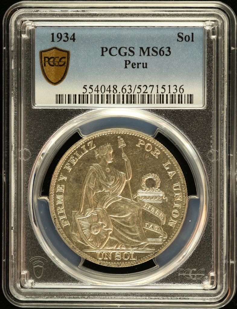 Peru Sol 1934 PCGS MS63 0151217