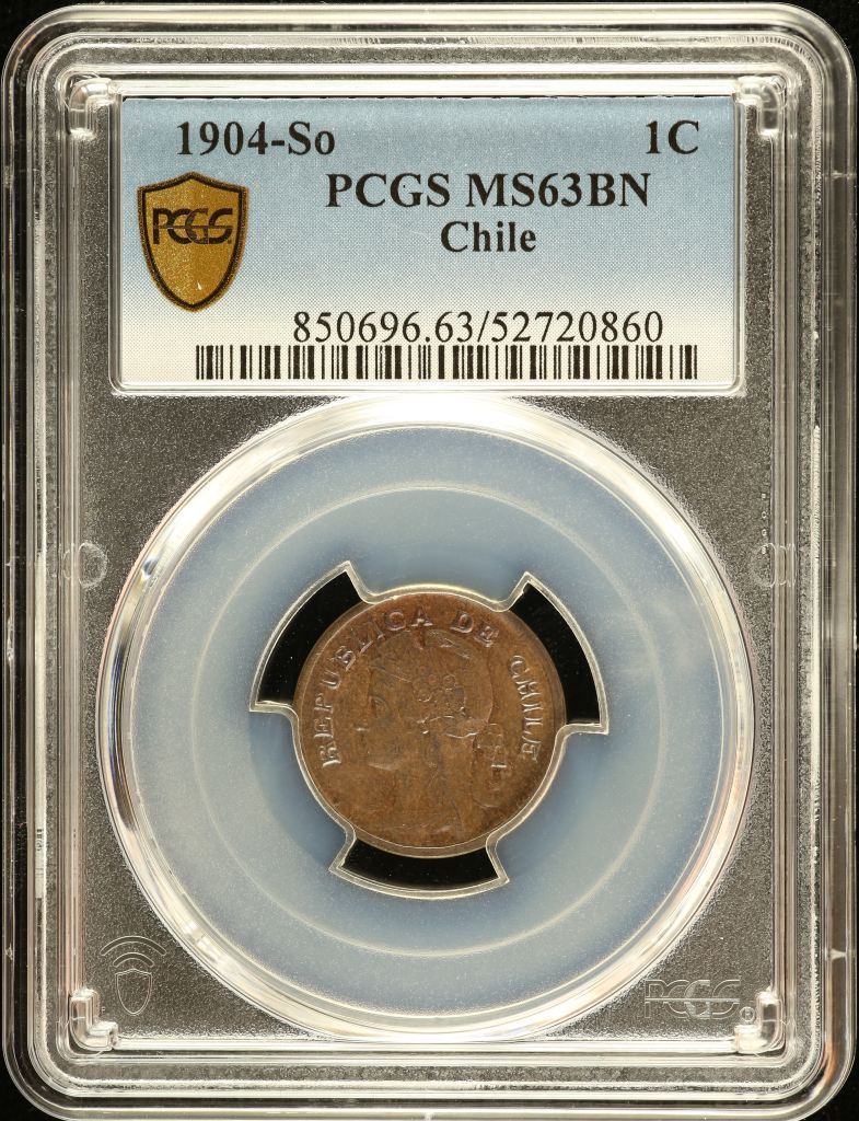 Chile Centavo 1904 So PCGS MS63BN 0151151