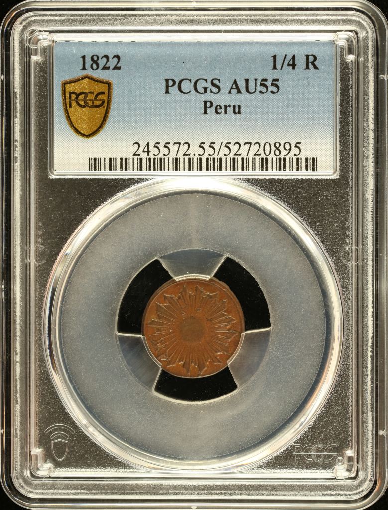 Peru 1/4 Real 1822 PCGS AU55 0151058