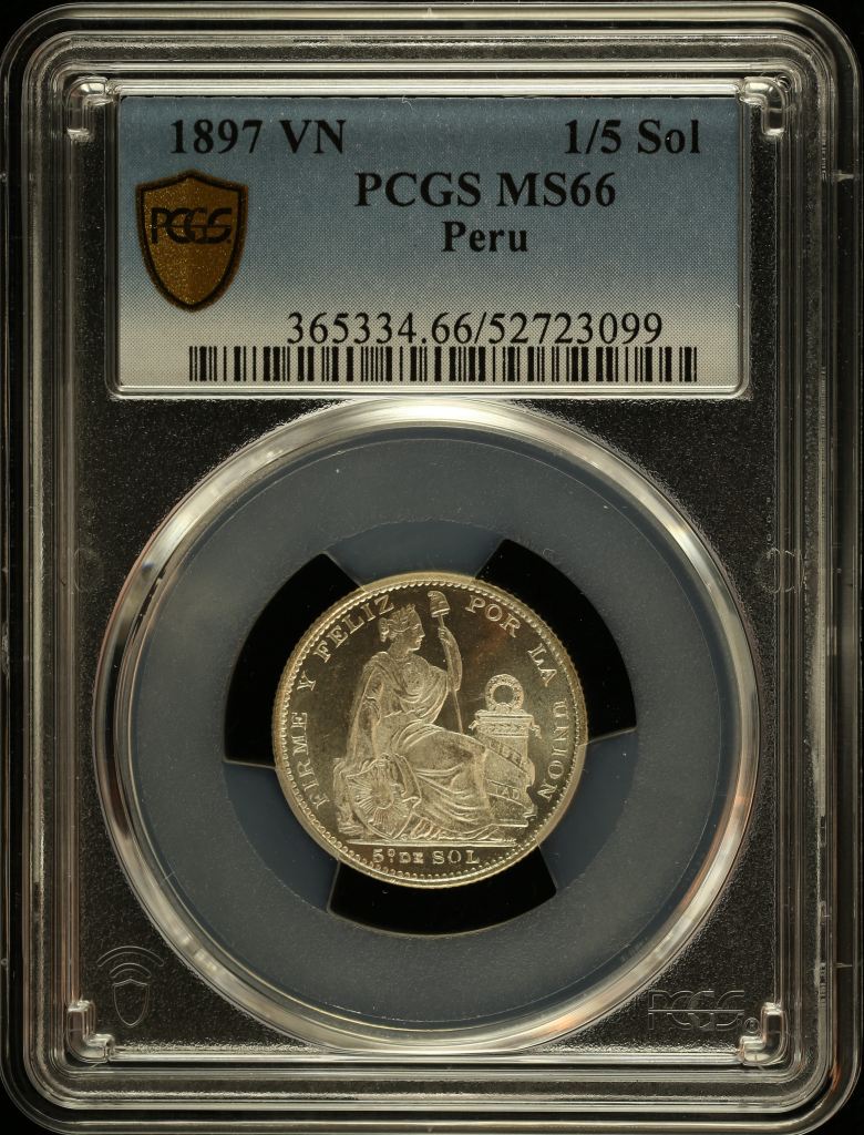 Peru 1/5 Sol 1897 VN PCGS MS66 0151060