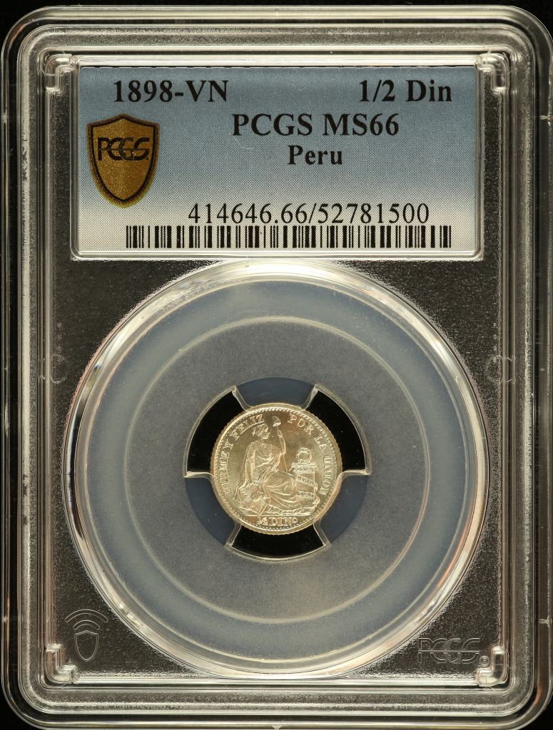 Peru 1/2 Dinero 1898 VN PCGS MS66 0151220