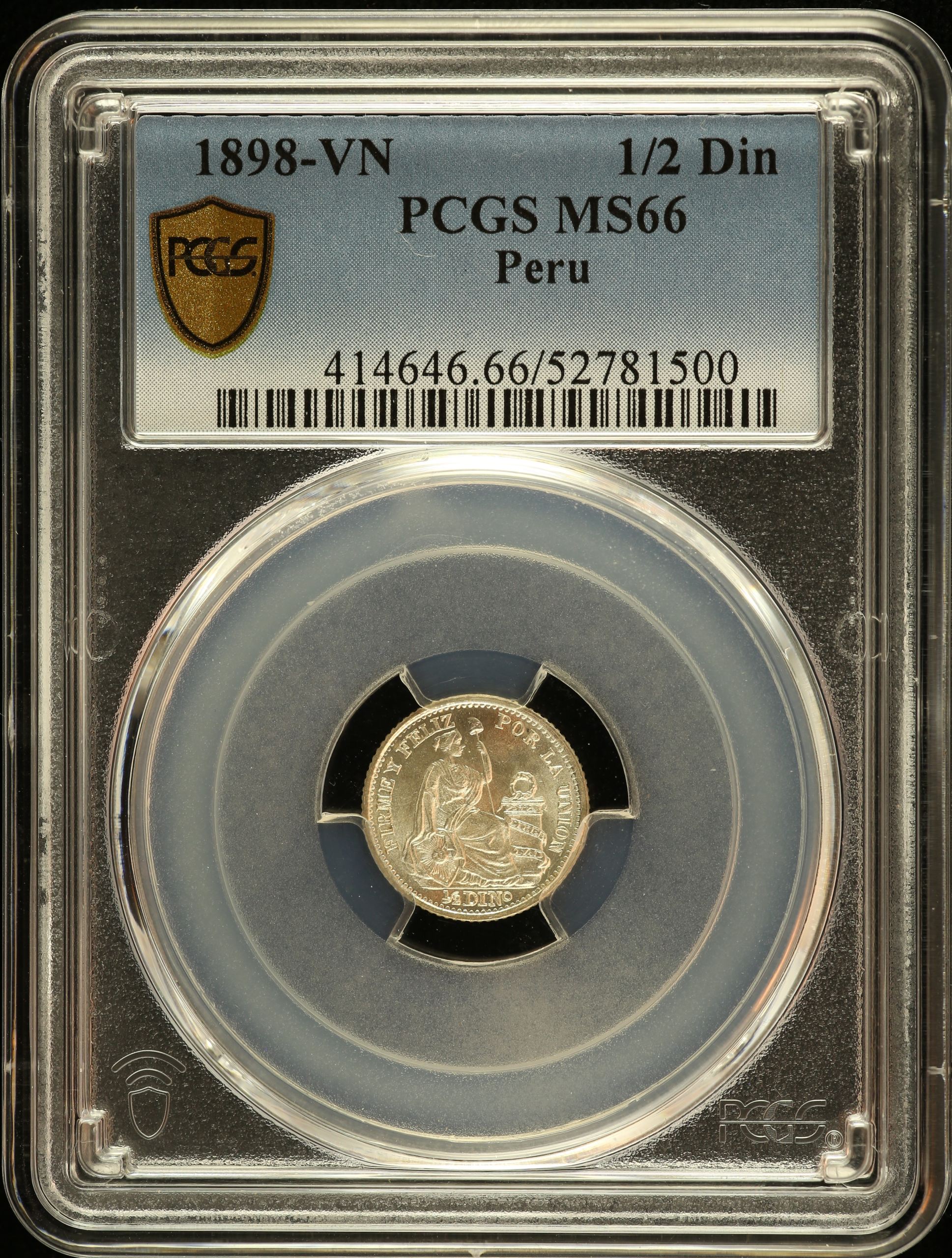 Peru 1/2 Dinero 1898 VN PCGS MS66 0151220