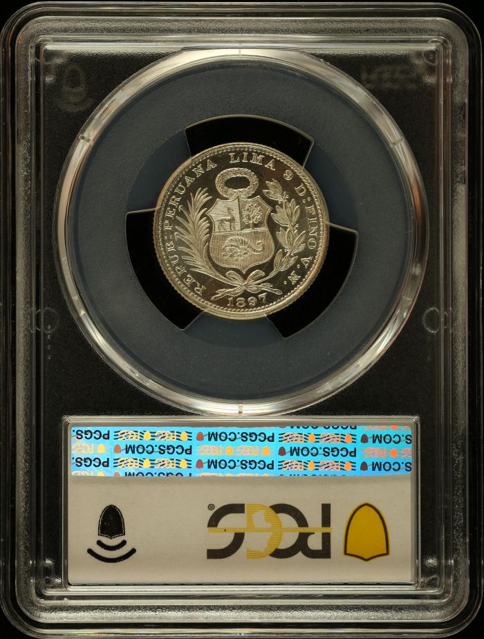 Peru 1/5 Sol 1897 VN PCGS MS66 0151060Peru 1/5 Sol 1897 VN PCGS MS66 0151060 - Image 2