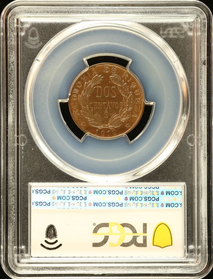 Chile 2 Centavo 1919 So KM-164 PCGS MS64BN 0151154Chile 2 Centavo 1919 So KM-164 PCGS MS64BN 0151154 - Image 2