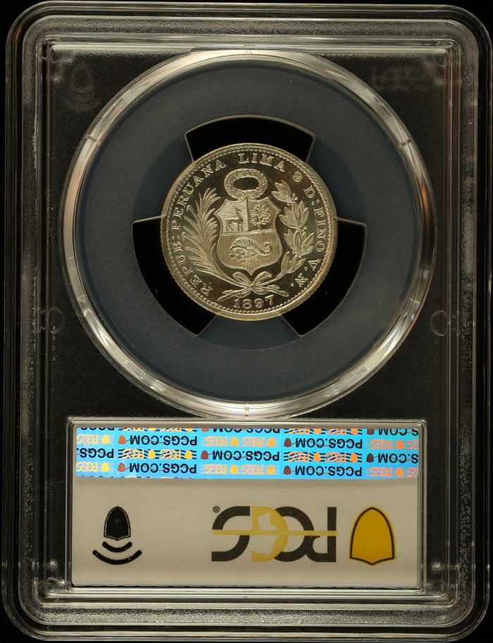 Peru 1/5 Sol 1897 VN PCGS MS65 0151061Peru 1/5 Sol 1897 VN PCGS MS65 0151061 - Image 2