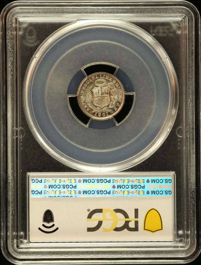 Peru 1/2 Dinero 1901/891 JF KM-206.2 PCGS MS65 0151222Peru 1/2 Dinero 1901/891 JF KM-206.2 PCGS MS65 0151222 - Image 2