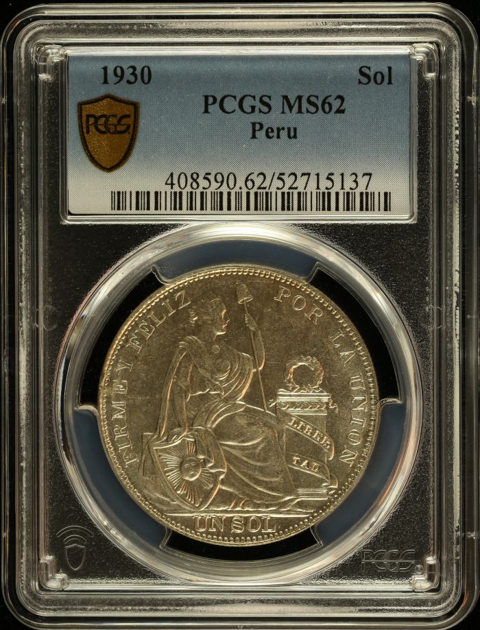Peru Sol 1930 PCGS MS62 0151063Peru Sol 1930 PCGS MS62 0151063