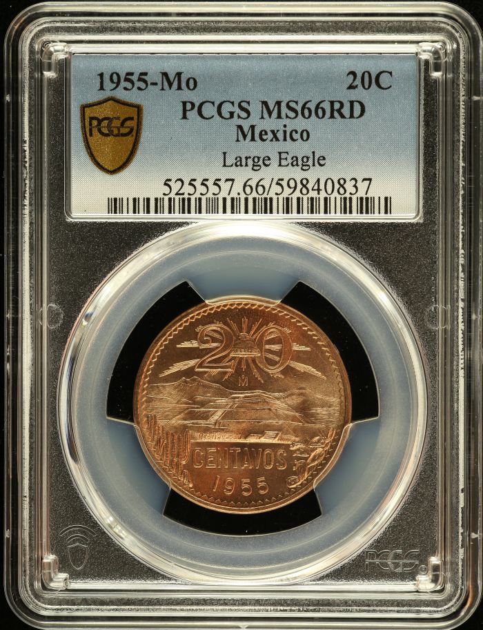 Modern Silver & Minors 20 Centavo 1955 Mo PCGS MS66RD 0151282Modern Silver & Minors 20 Centavo 1955 Mo PCGS MS66RD 0151282