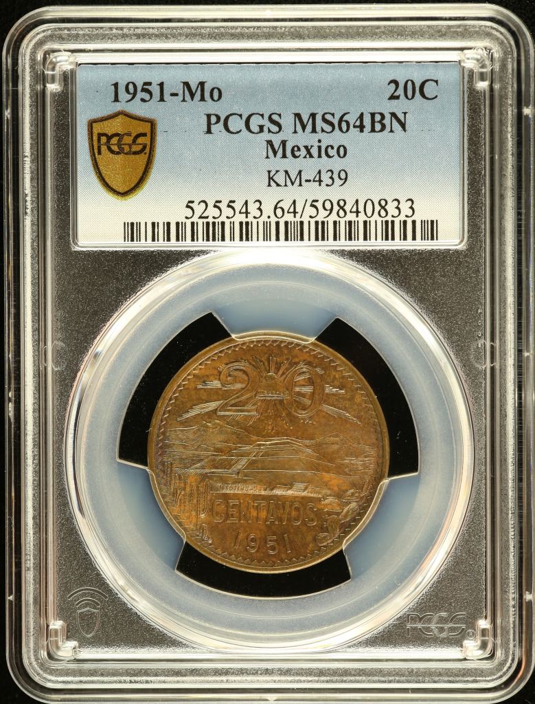 Modern Silver & Minors 20 Centavo 1951 Mo KM-439 PCGS MS64BN 0151284