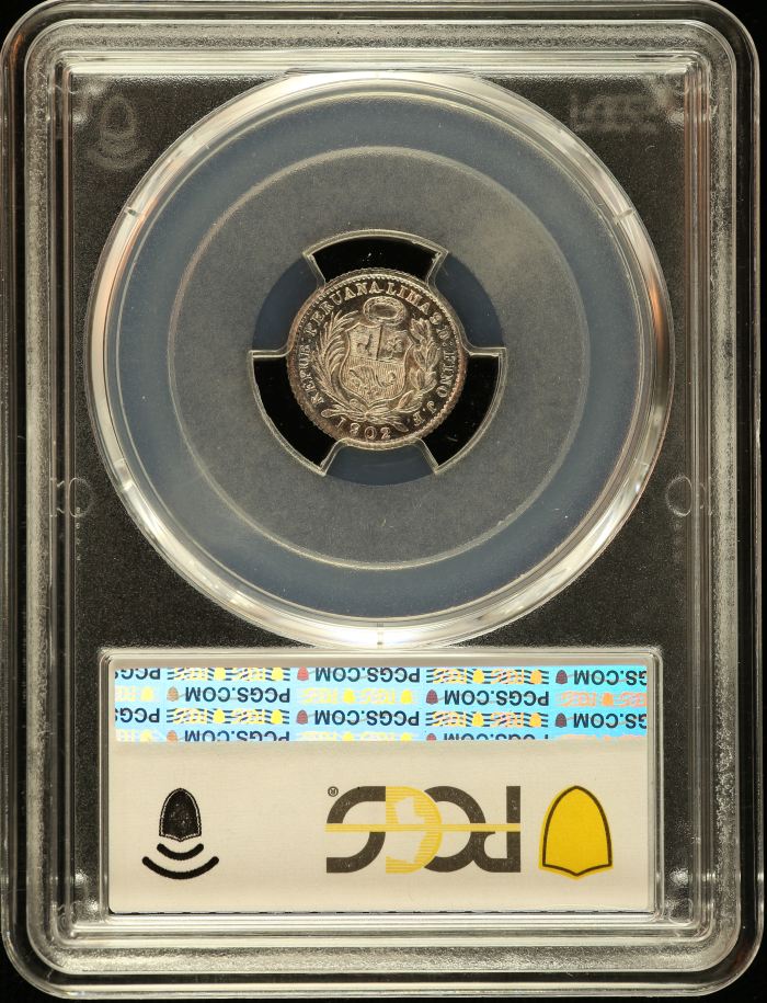 Peru 1/2 Dinero 1902/802 JF KM-206.2 PCGS MS65PL 0151224Peru 1/2 Dinero 1902/802 JF KM-206.2 PCGS MS65PL 0151224 - Image 2