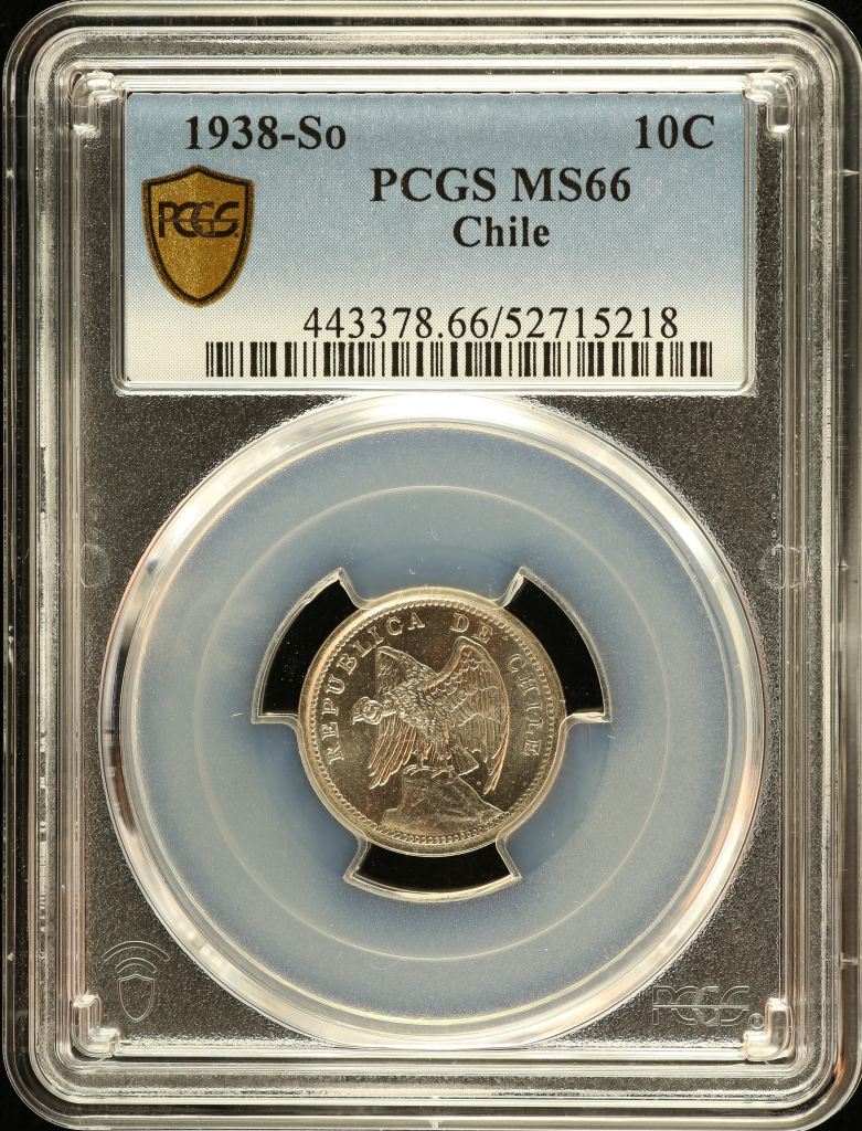 Chile 10 Centavo 1938 So PCGS MS66 0151160