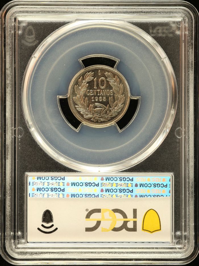 Chile 10 Centavo 1938 So PCGS MS66 0151160Chile 10 Centavo 1938 So PCGS MS66 0151160 - Image 2