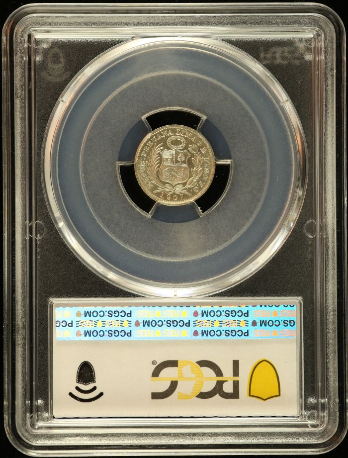 Peru 1/2 Dinero 1907 FG KM-206.2 PCGS MS64 0151227Peru 1/2 Dinero 1907 FG KM-206.2 PCGS MS64 0151227 - Image 2