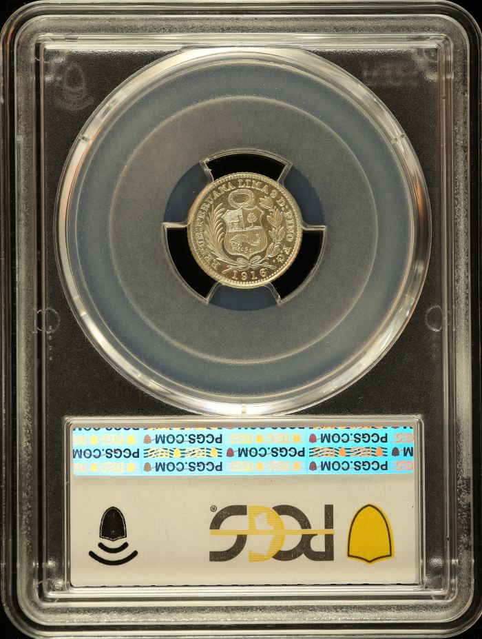Peru 1/2 Dinero 1916/6 FG KM-206.2 PCGS MS65 0151228Peru 1/2 Dinero 1916/6 FG KM-206.2 PCGS MS65 0151228 - Image 2