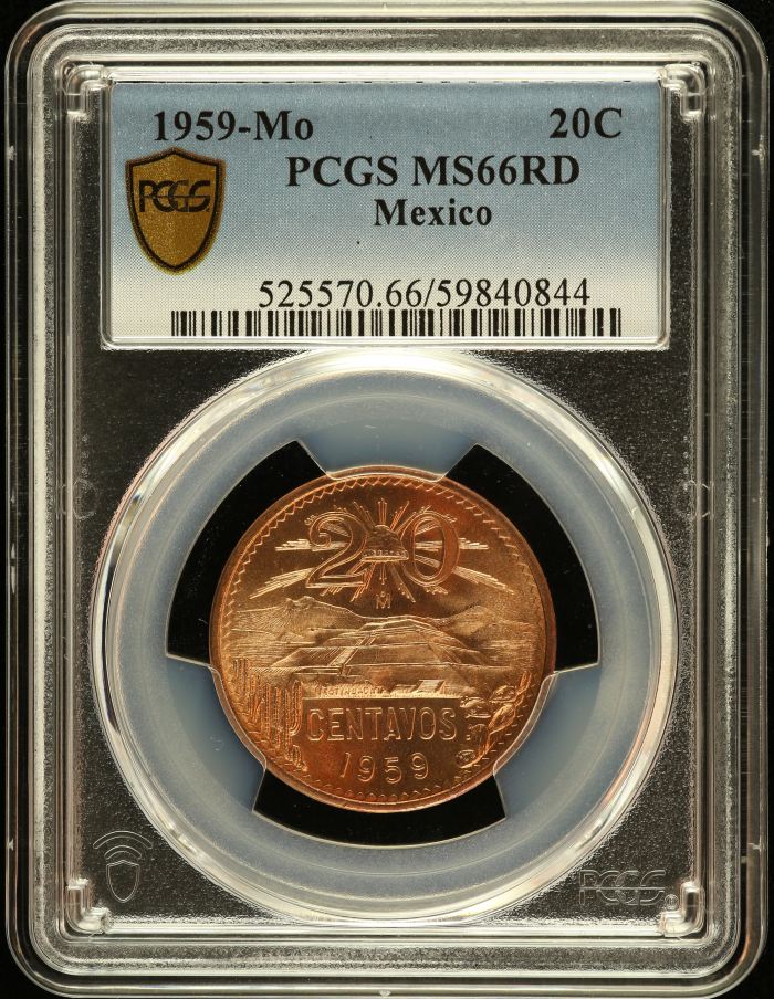 Modern Silver & Minors 20 Centavo 1959 Mo PCGS MS66RD 0151291Modern Silver & Minors 20 Centavo 1959 Mo PCGS MS66RD 0151291