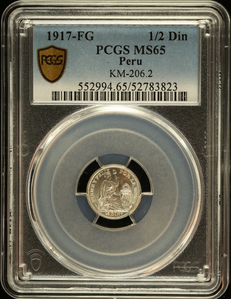 Peru 1/2 Dinero 1917 FG KM-206.2 PCGS MS65 0151229