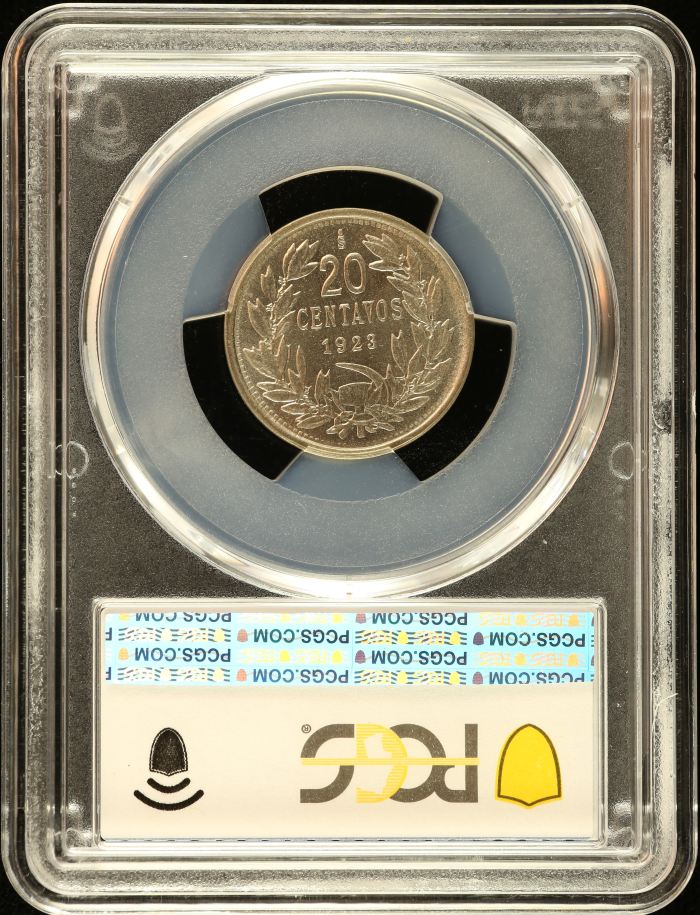 Chile 20 Centavo 1923 So PCGS MS65 0151163Chile 20 Centavo 1923 So PCGS MS65 0151163 - Image 2