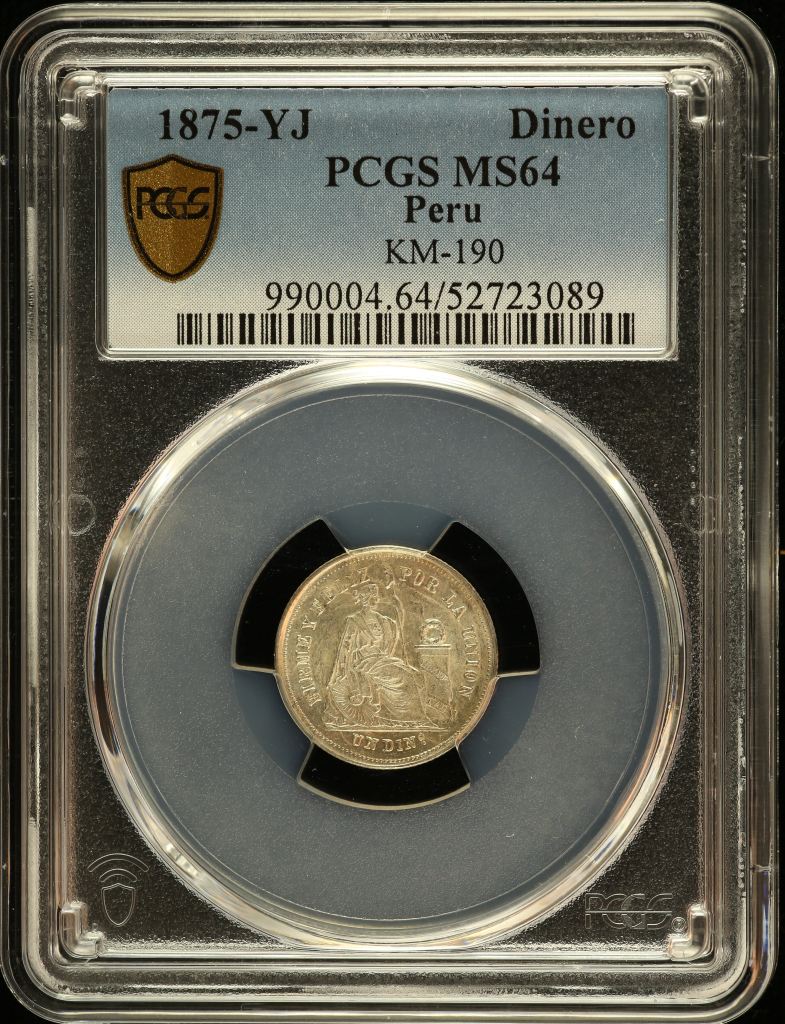 Peru Dinero 1875 YJ KM-190 PCGS MS64 0151231