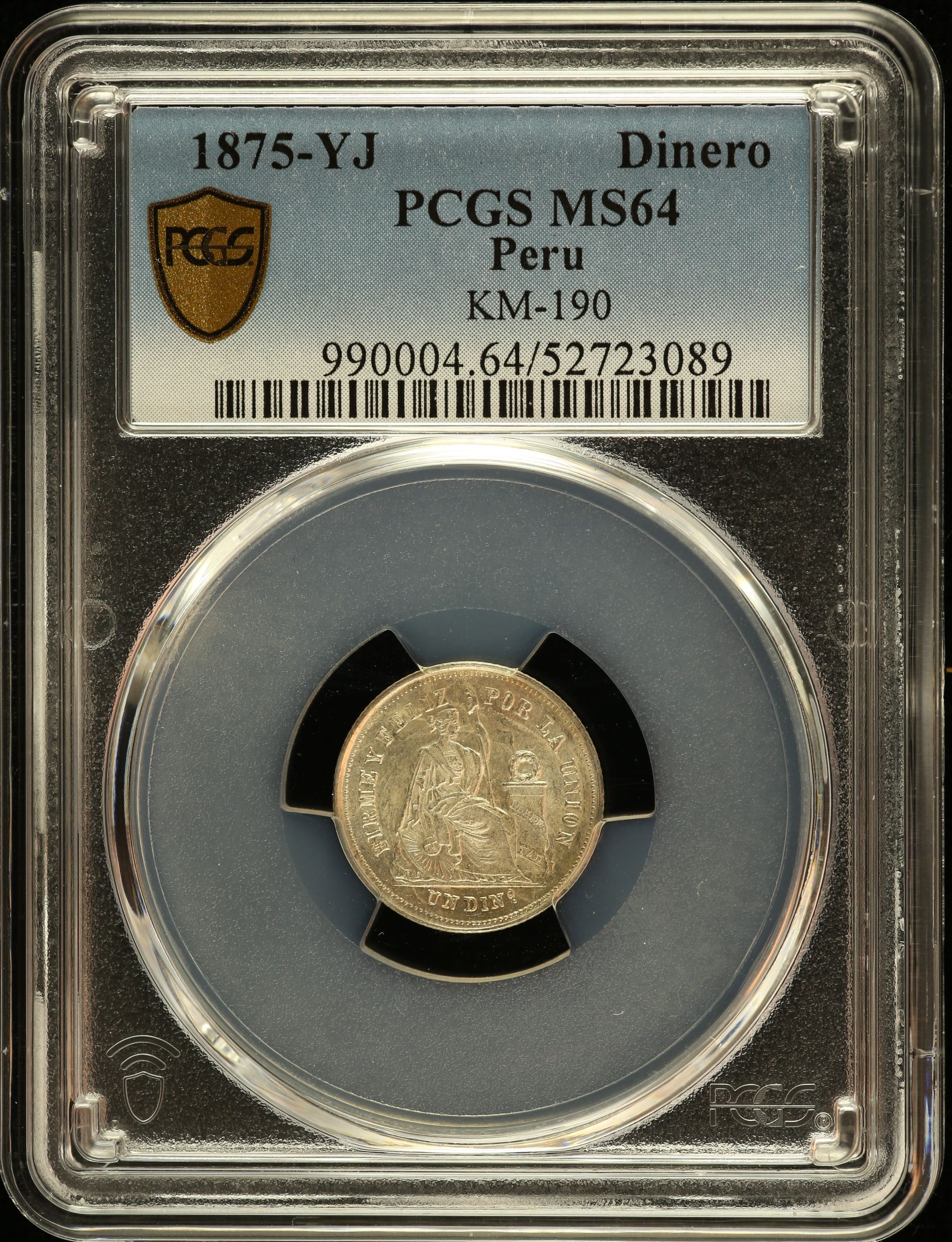 Peru Dinero 1875 YJ KM-190 PCGS MS64 0151231