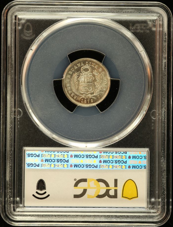 Peru Dinero 1875 YJ KM-190 PCGS MS64 0151231Peru Dinero 1875 YJ KM-190 PCGS MS64 0151231 - Image 2