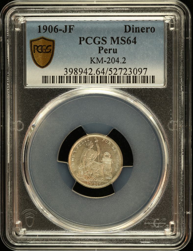 Peru Dinero 1906 JF KM-204.2 PCGS MS64 0151232