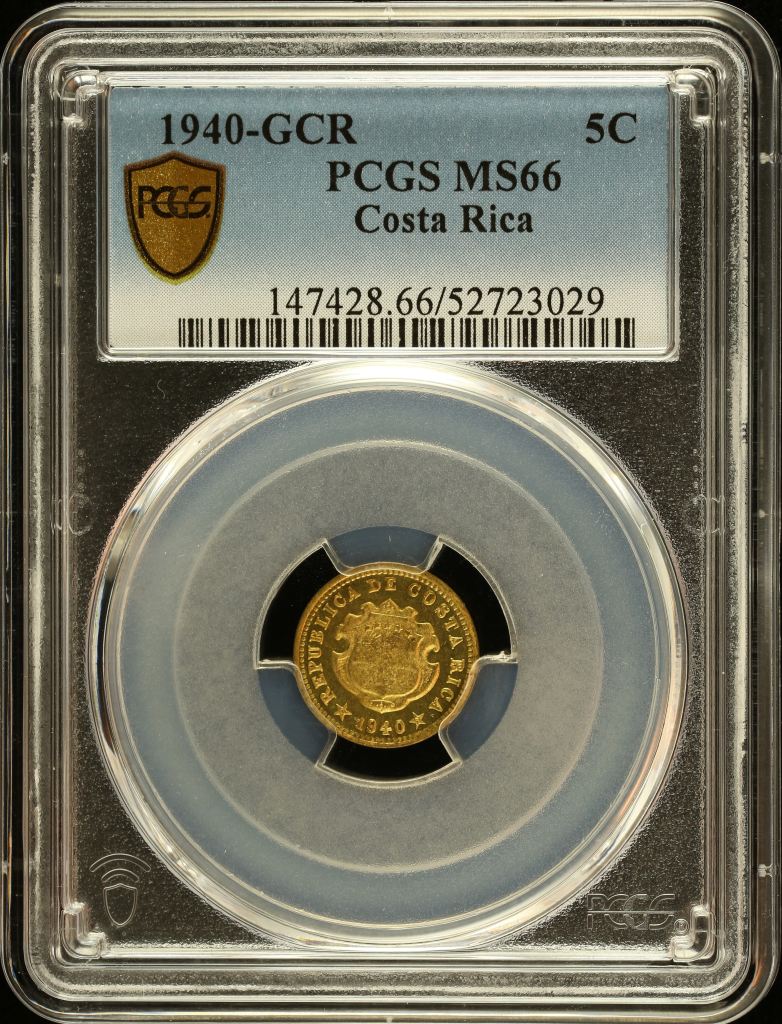 Costa Rica 5 Centavos 1940 GCR PCGS MS66 0151073