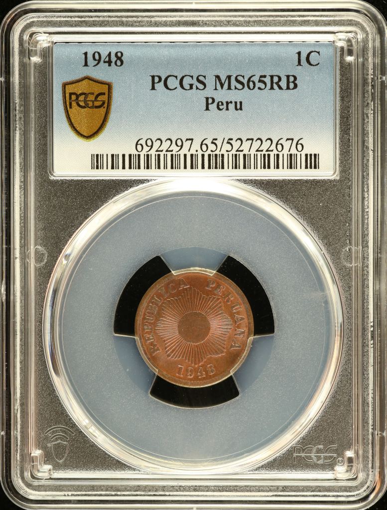 Peru Centavo 1948 PCGS MS65RB 0151233