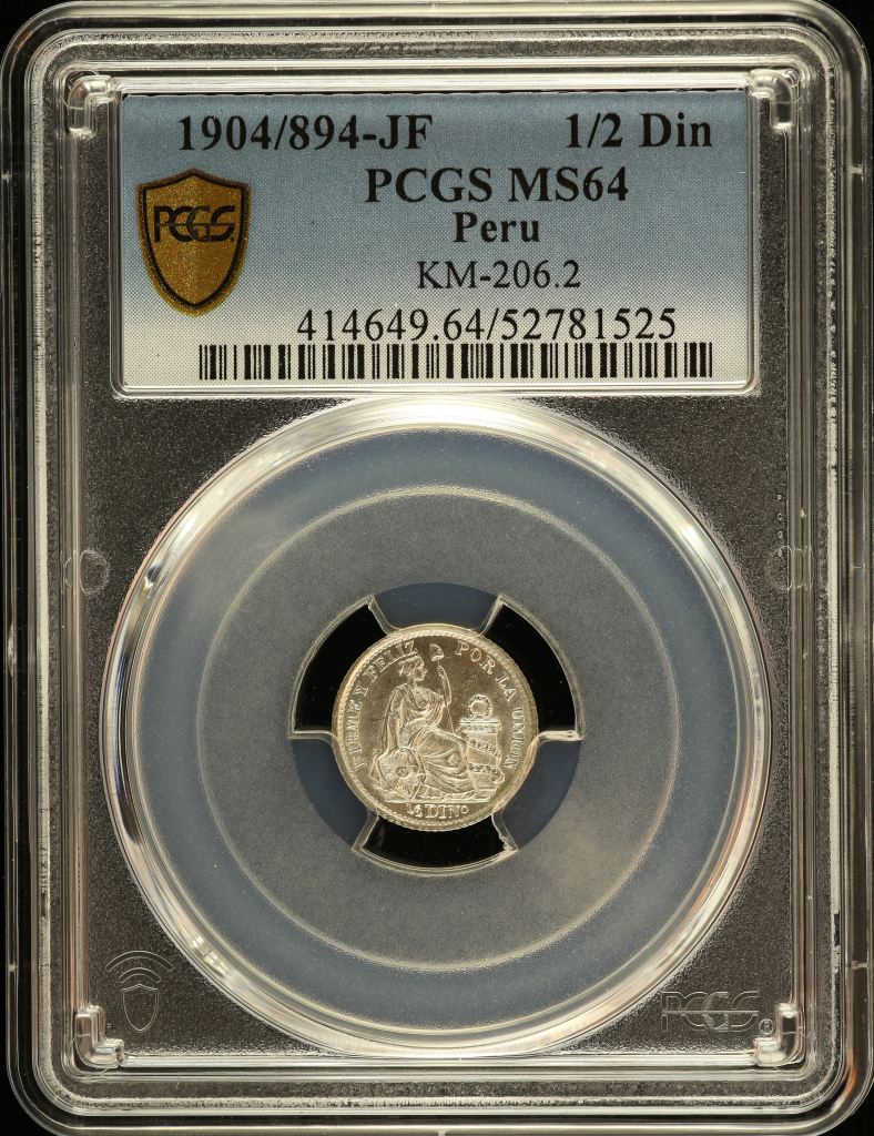 Bolivia 1/2 Dinero 1904/894 JF KM-206.2 PCGS MS64 0151167