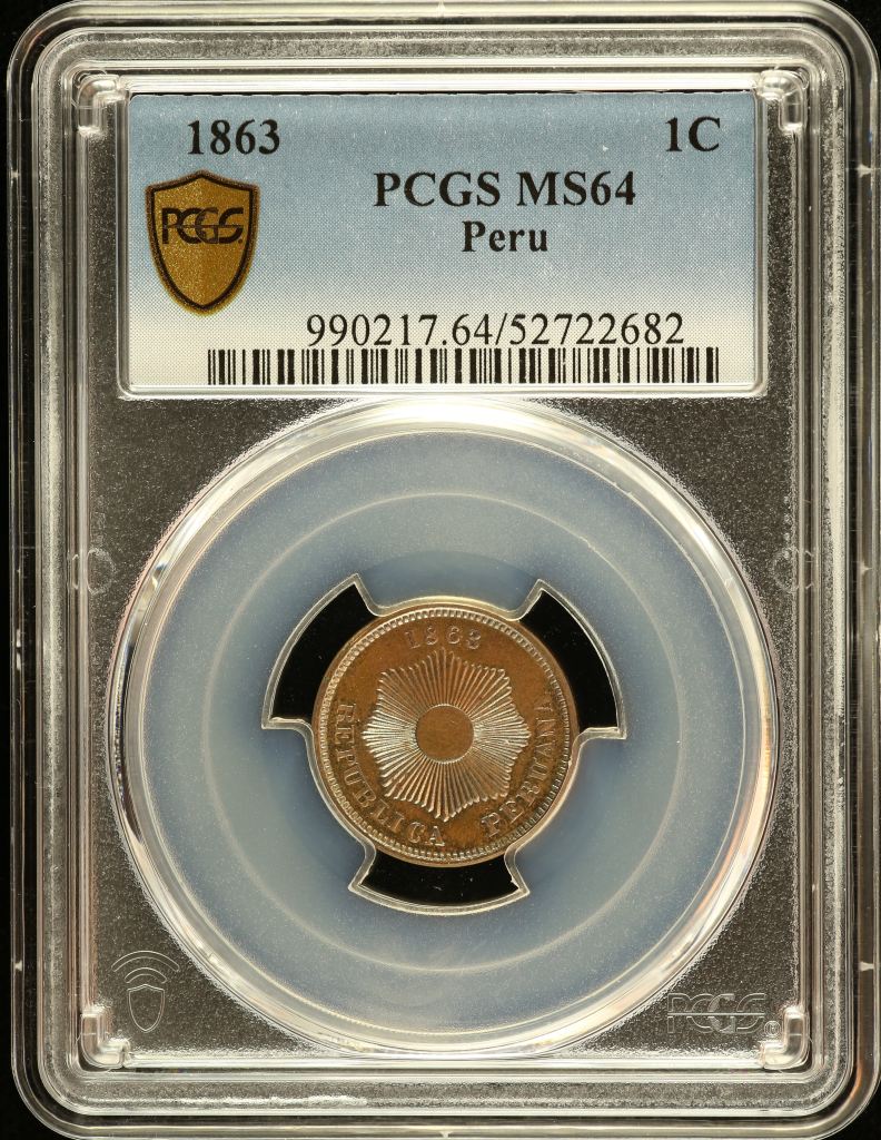 Peru Centavo 1863 PCGS MS64 0151234