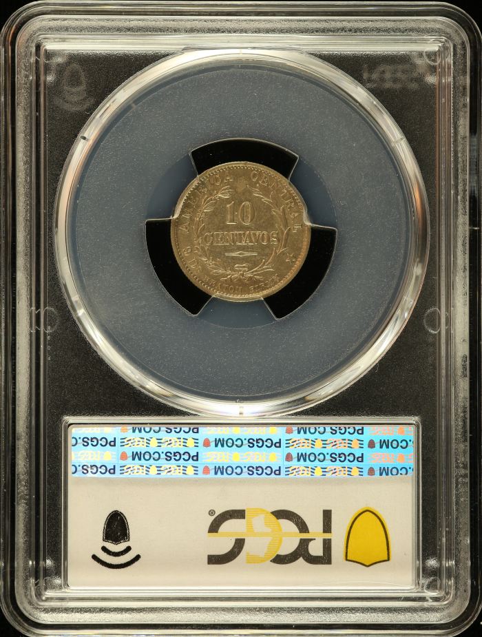 Costa Rica 10 Centavos 1890 Heaton PCGS AU58 0151075Costa Rica 10 Centavos 1890 Heaton PCGS AU58 0151075 - Image 2