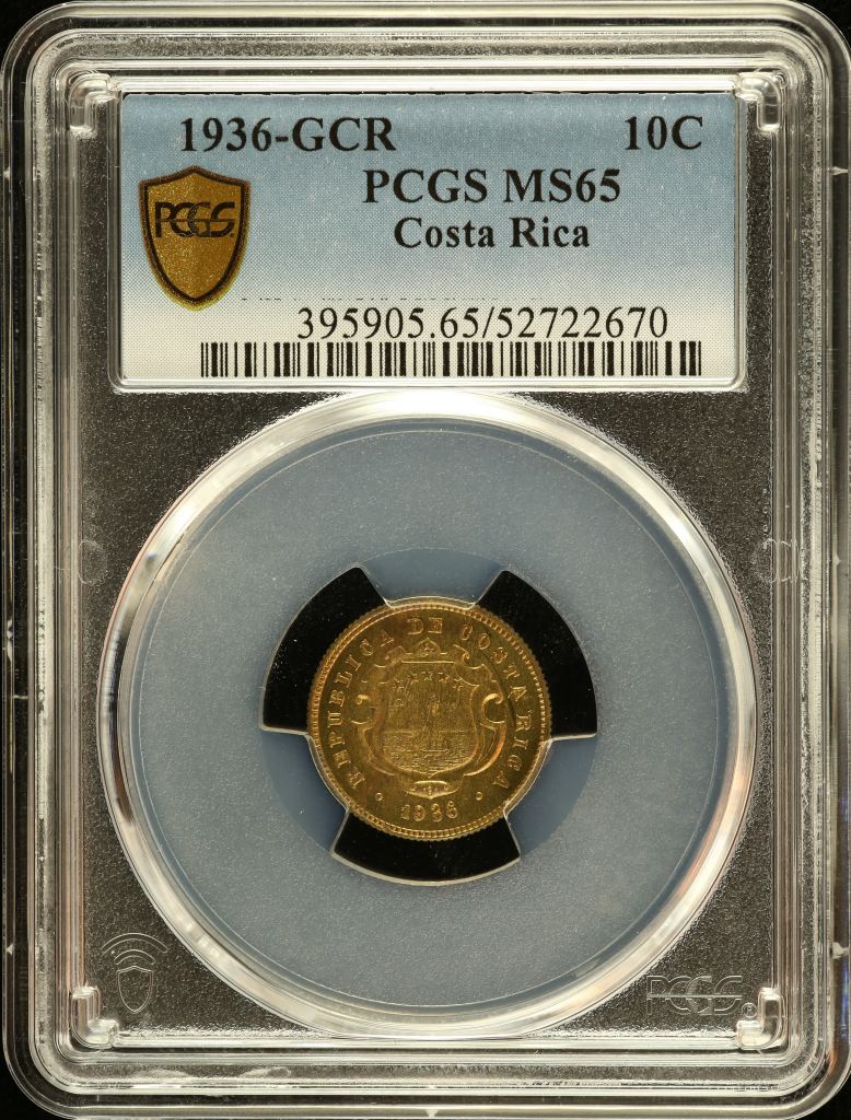 Costa Rica 10 Centavos 1936 GCR PCGS MS65 0151076