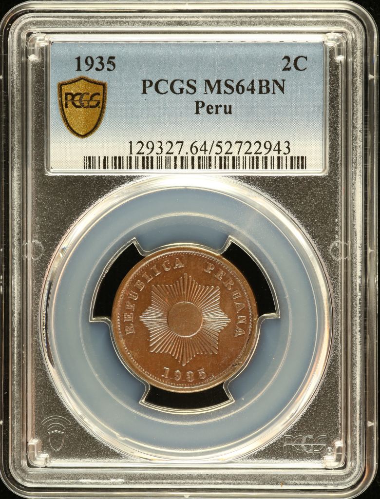 Peru 2 Centavo 1935 PCGS MS64BN 0151236