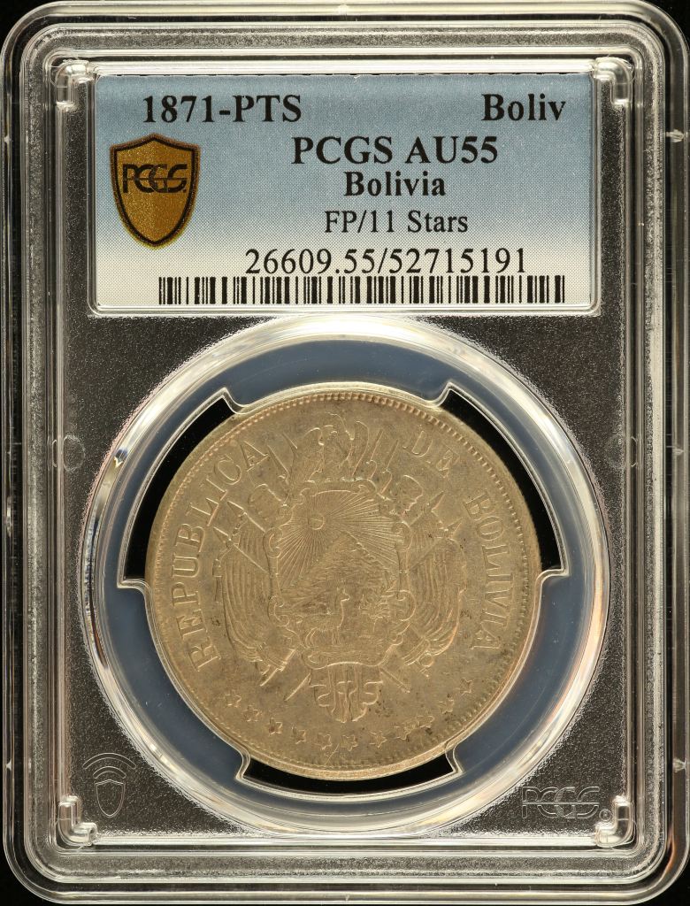 Bolivia Boliviano 1871 Pts FP PCGS AU55 0151171