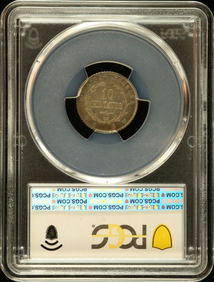 Costa Rica 10 Centavos 1886 GW PCGS AU53 0151077Costa Rica 10 Centavos 1886 GW PCGS AU53 0151077 - Image 2