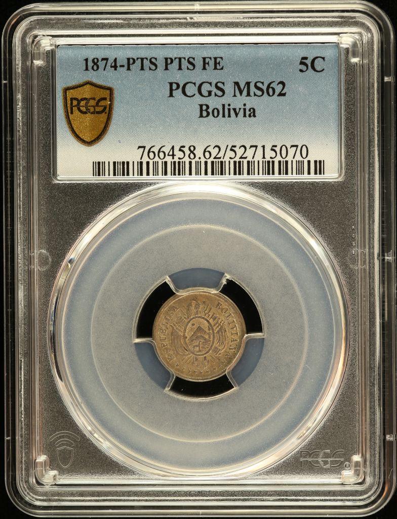 Bolivia 5 Centavo 1874 Pts FE PCGS MS62 0151175