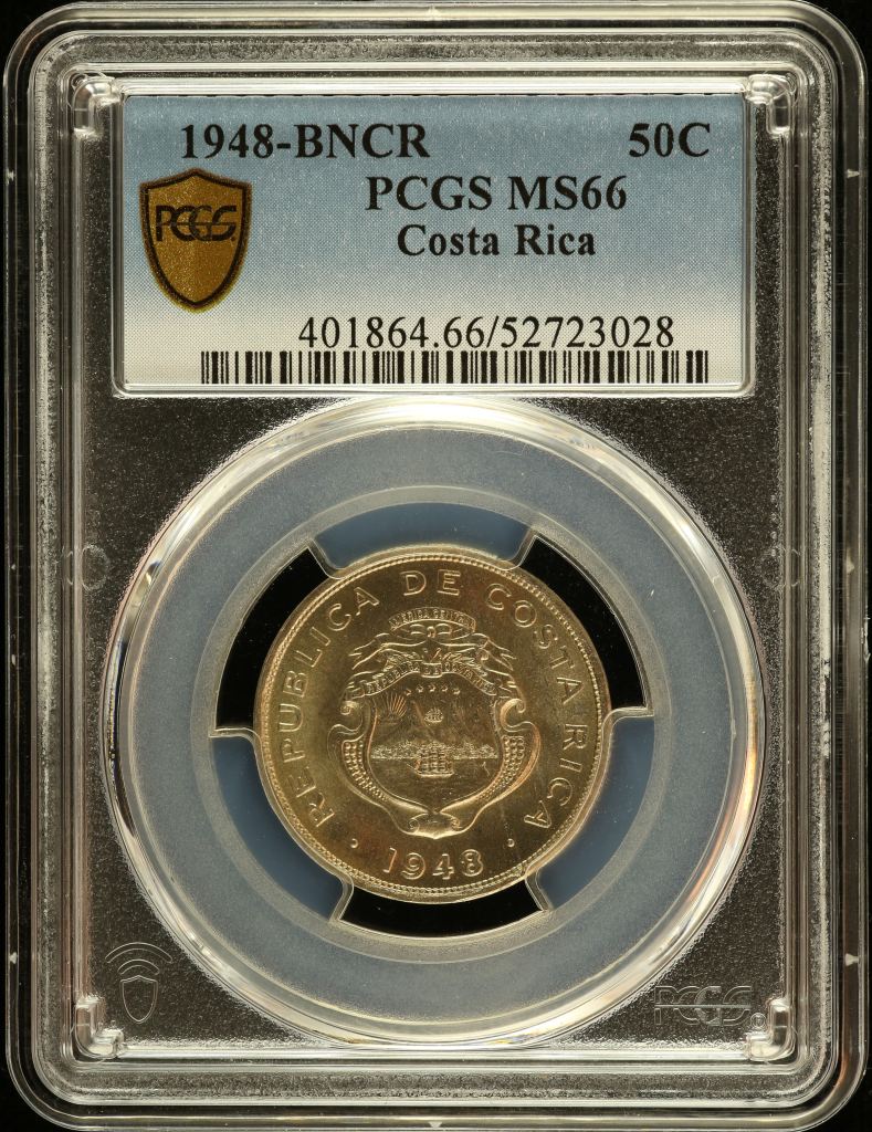 Costa Rica 50 Centimos 1948 BNCR PCGS MS66 0151083