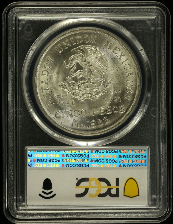 Modern Silver & Minors 5 Peso 1953 Mo KM-467 PCGS MS65 0152115Modern Silver & Minors 5 Peso 1953 Mo KM-467 PCGS MS65 0152115 - Image 2