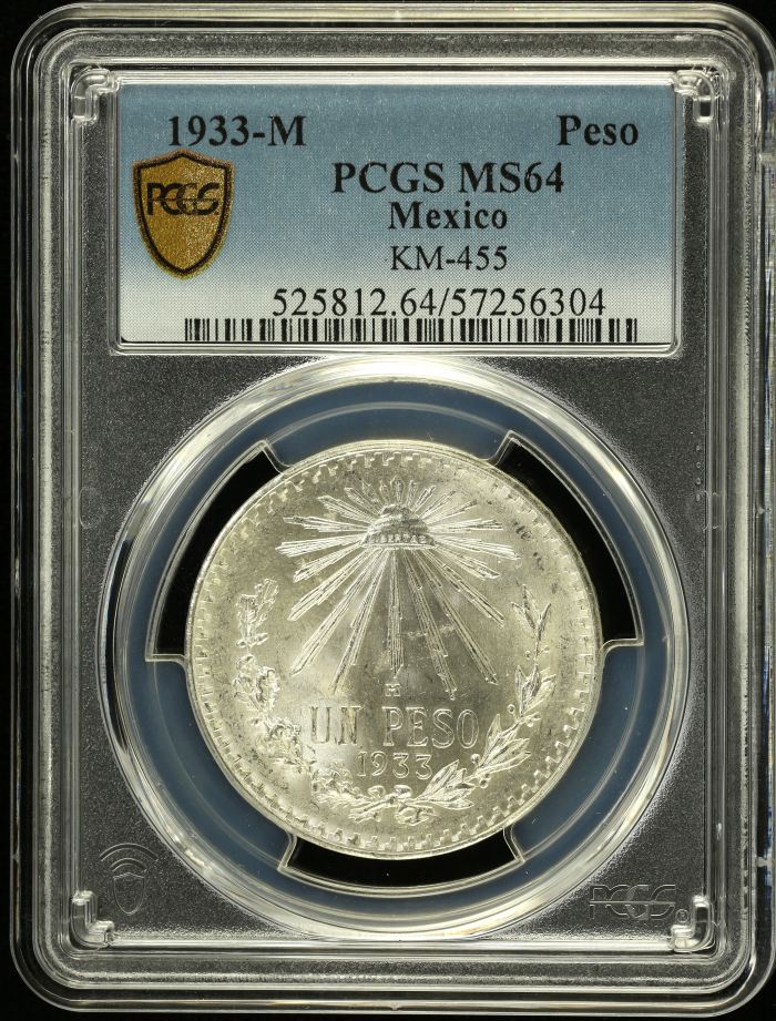 Modern Silver & Minors Peso 1933 M KM-455 PCGS MS64 0152131Modern Silver & Minors Peso 1933 M KM-455 PCGS MS64 0152131