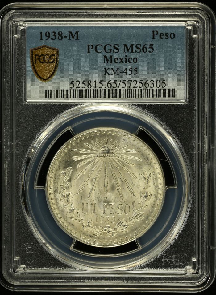 Modern Silver & Minors Peso 1938 M KM-455 PCGS MS65 0152150Modern Silver & Minors Peso 1938 M KM-455 PCGS MS65 0152150
